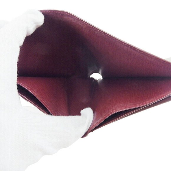 Authenticity Guaranteed CARTIER Bi -fold Wallet Mastrin Bordeaux Leather - Picture 6 of 11